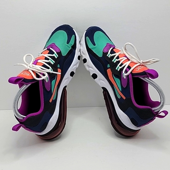Nike | Air Max 270 React Kinetic Green/Purple Sneakers | WMS 6.5 - Picture 8 of 9